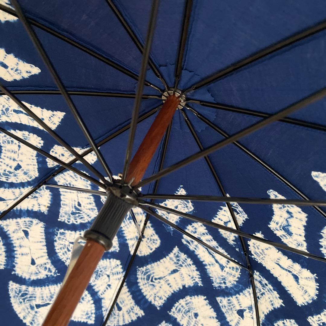 [未使用] 伝統の有松絞り日傘 日本製 長日傘 和装 浴衣にも