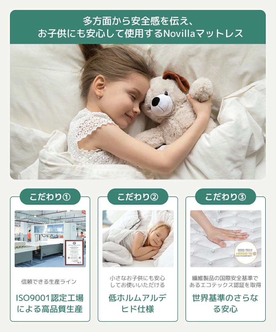 高密度ポケットコイルマットレス クイーン 厚さ20cm 体圧分散 やや硬め高反発