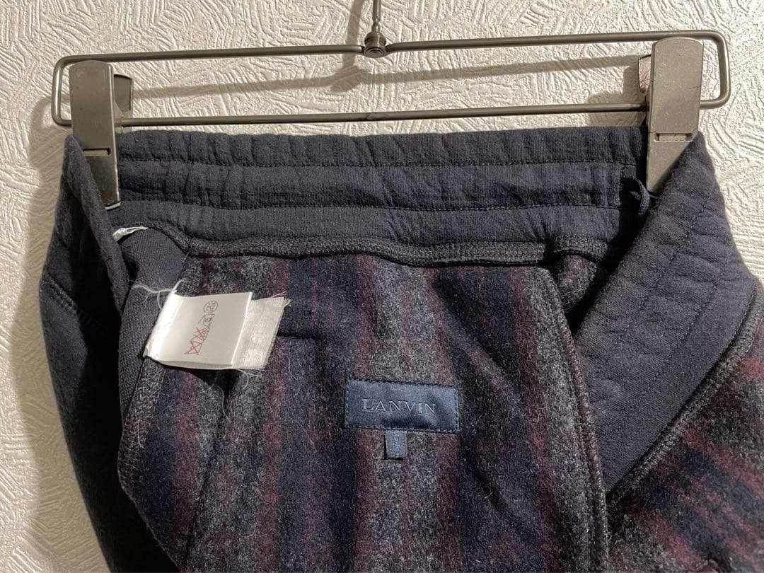 イタリア製 LANVIN ファーストライン オンブレ チェック ジョガー パンツ