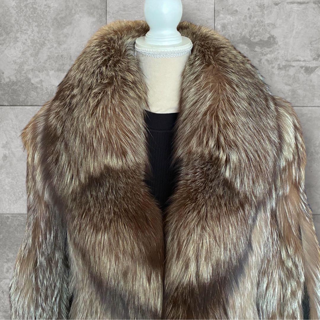 訳有 SAGA FOX サガファー ロイヤル 金タグ 毛皮コート シルク混 13