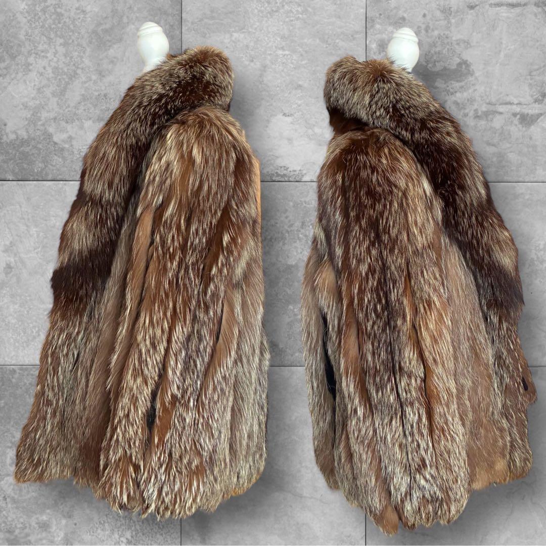 訳有 SAGA FOX サガファー ロイヤル 金タグ 毛皮コート シルク混 13