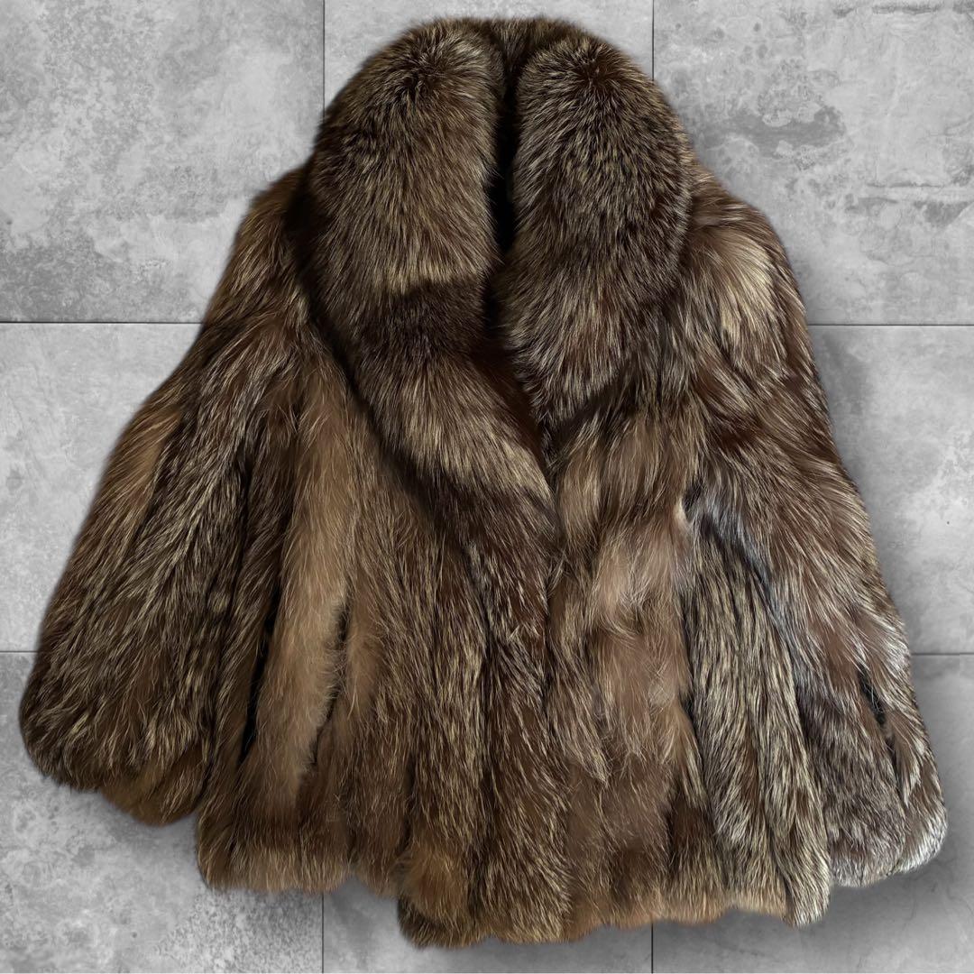 訳有 SAGA FOX サガファー ロイヤル 金タグ 毛皮コート シルク混 13