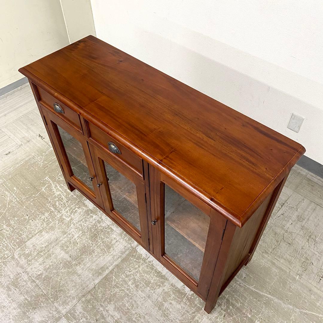 展示アウトレット品 ベルメゾン 無垢材 マホガニー キャビネット サイドボード