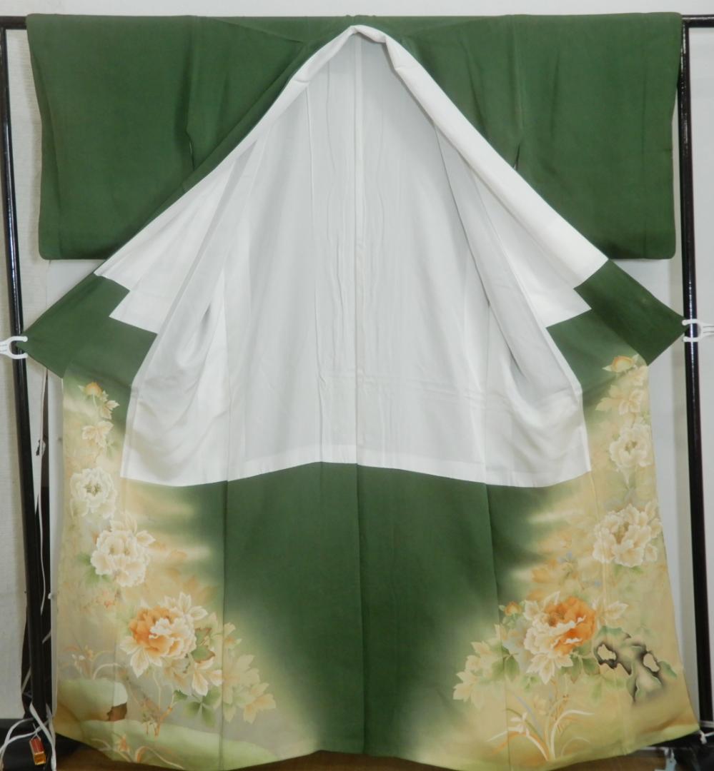 正絹・アンティーク着物・鳥花文様・大正浪漫・現代 縫い直し着物