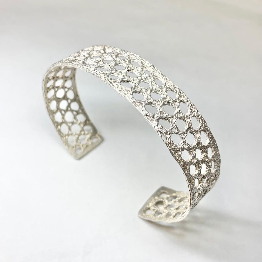 未使用級 MAISON RUBUS レースバングル シルバー 付属品