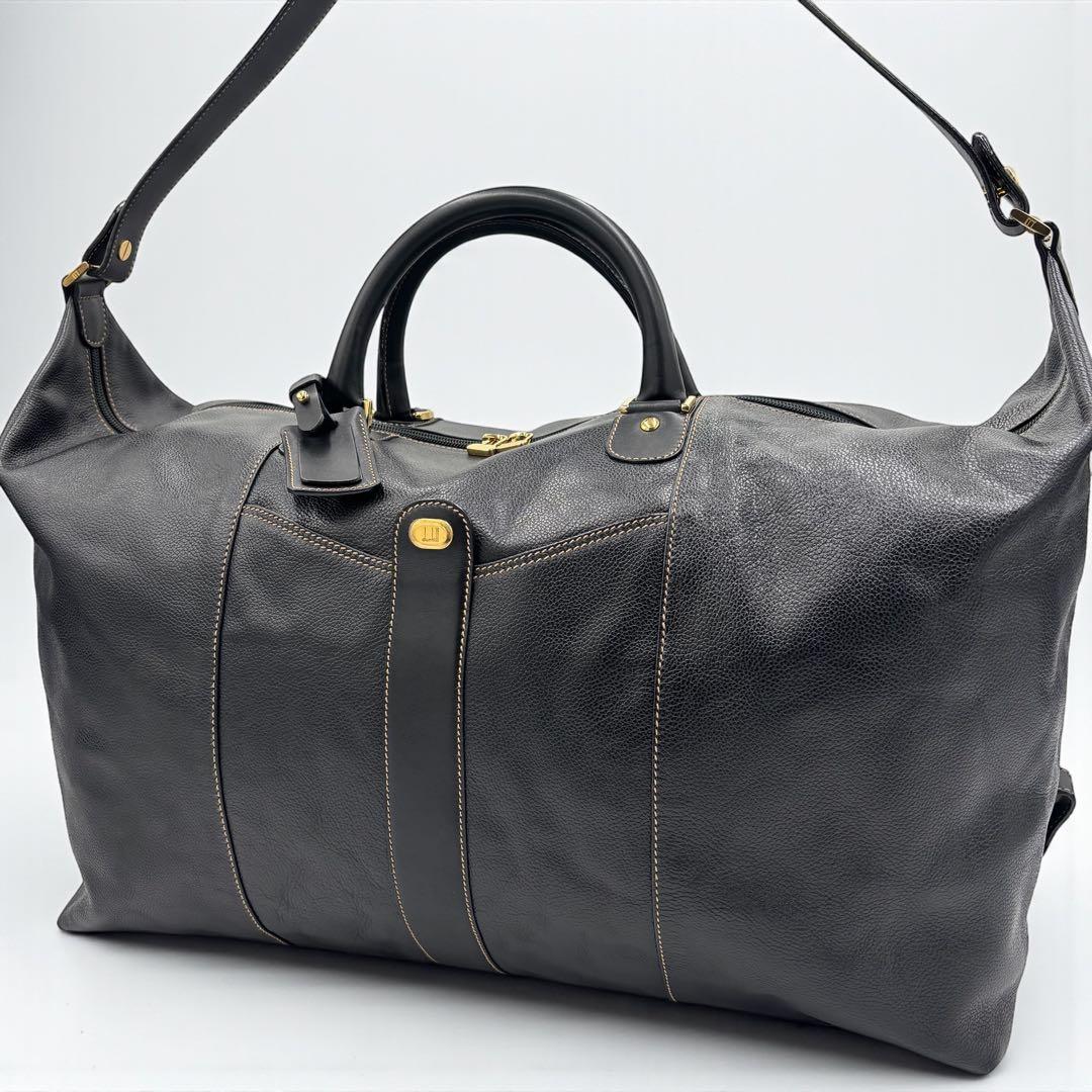 dunhill ダンヒル 2way レザー ボストンバッグ ショルダーバッグ 黒
