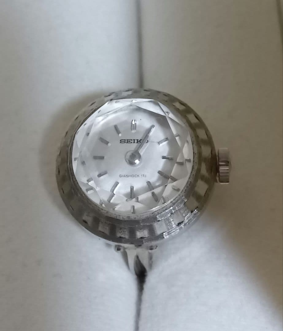 アンティーク SEIKO セイコー カット ガラス リングウォッチ