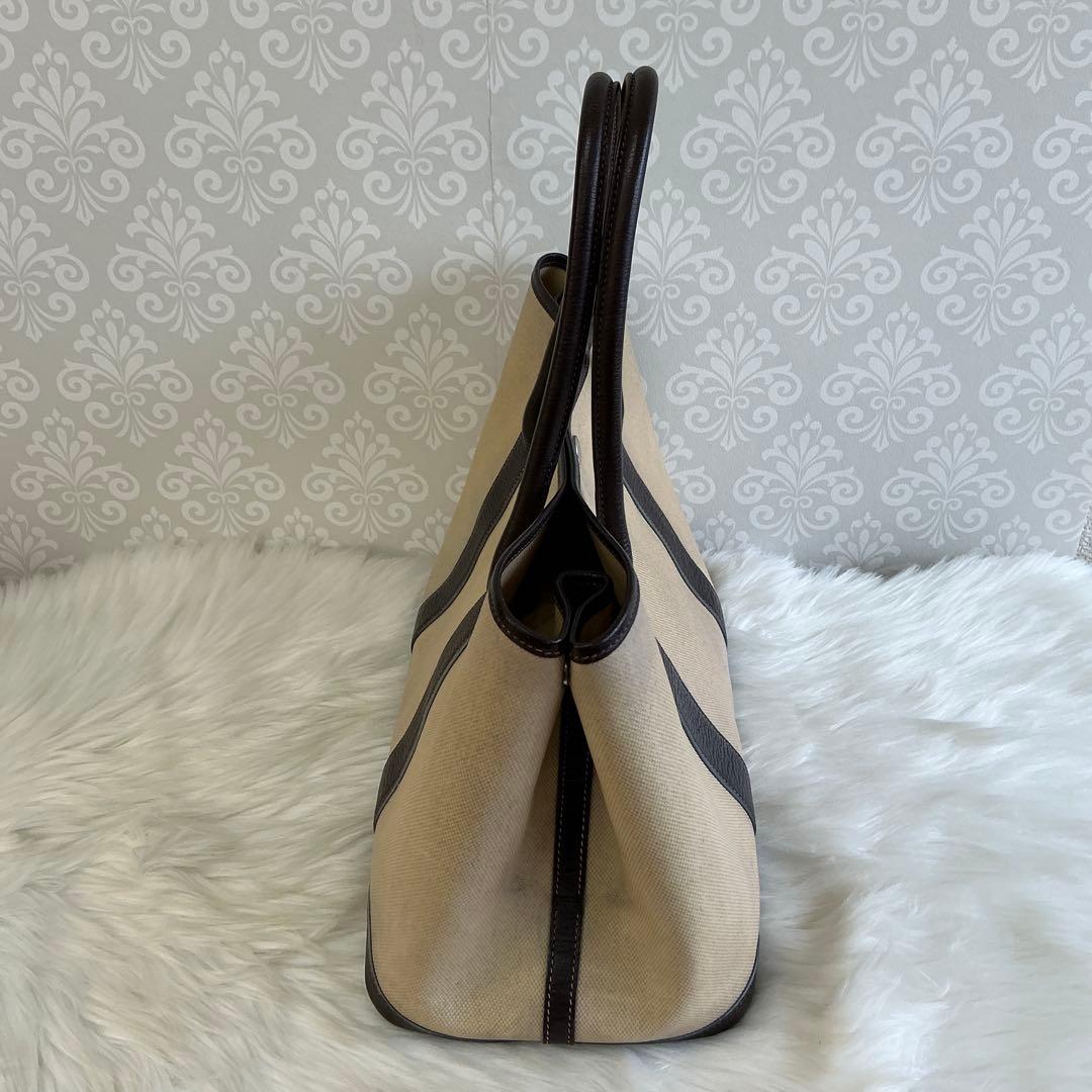 エルメス ガーデンパーティーPM トートバッグ トワルアッシュキャンバス レザー