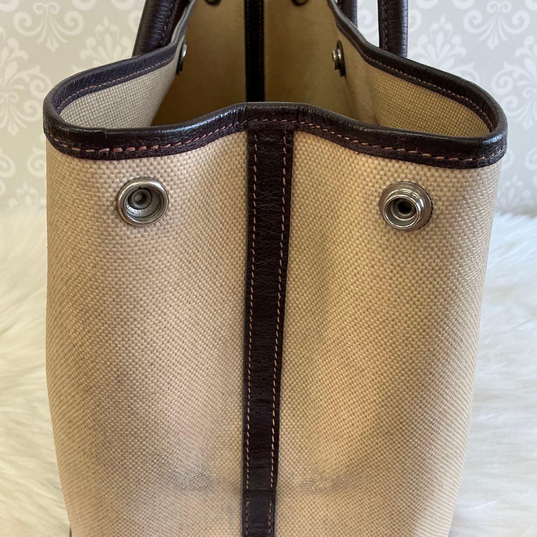 エルメス ガーデンパーティーPM トートバッグ トワルアッシュキャンバス レザー