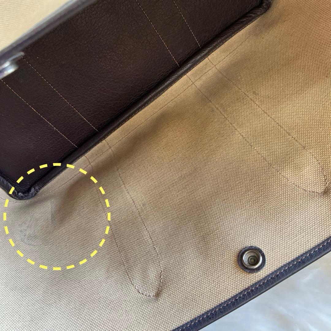 エルメス ガーデンパーティーPM トートバッグ トワルアッシュキャンバス レザー