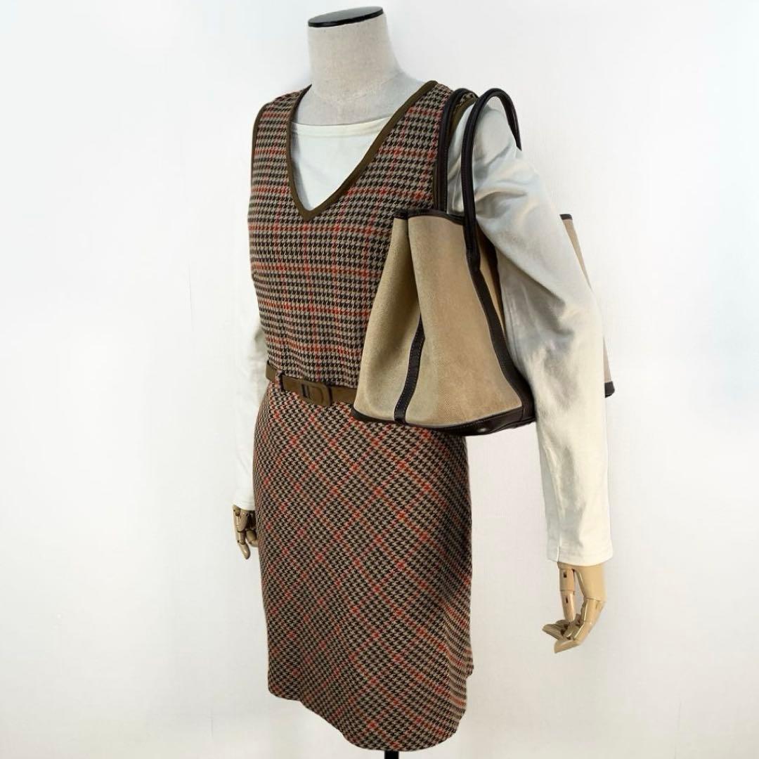 エルメス ガーデンパーティーPM トートバッグ トワルアッシュキャンバス レザー