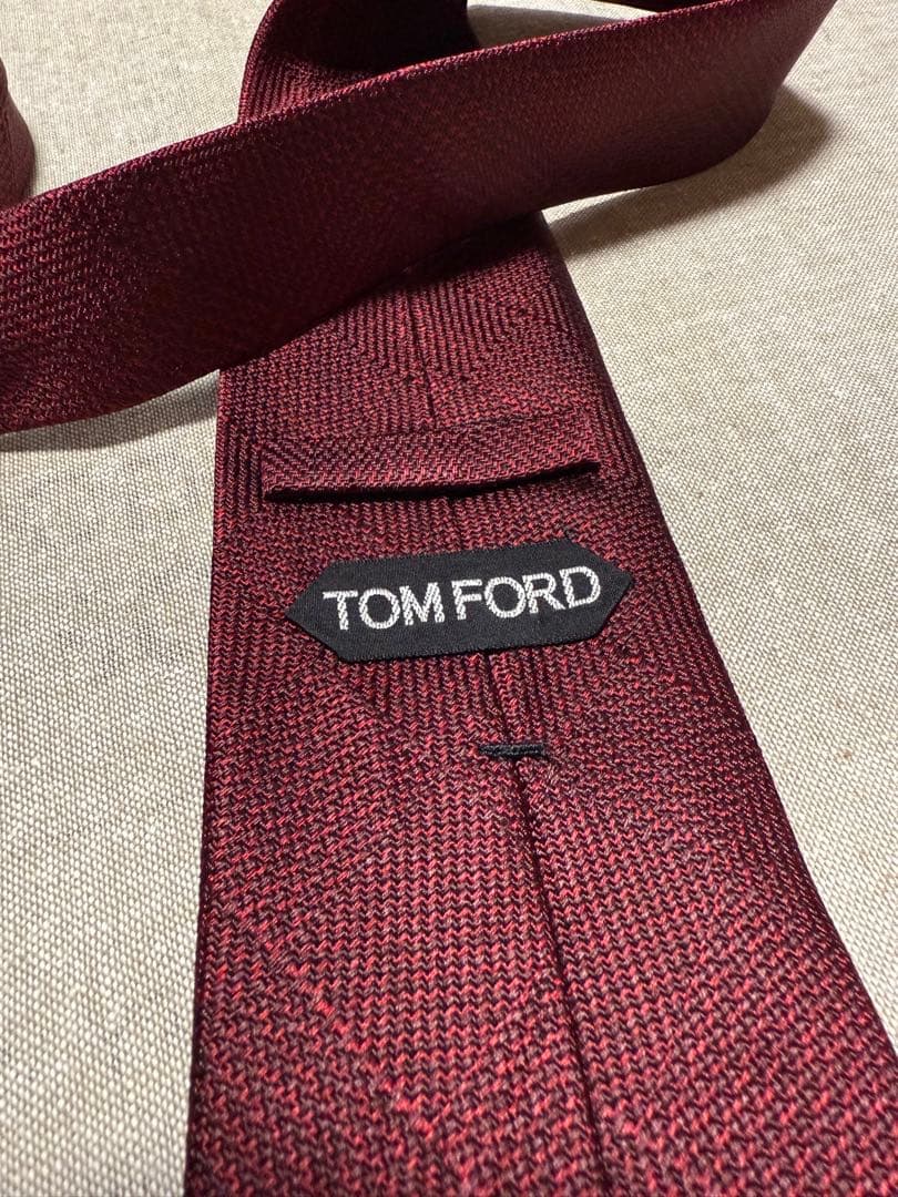 TOM FORD／トムフォード／ソリッド／グレンチェック／ダークレッド／伊製