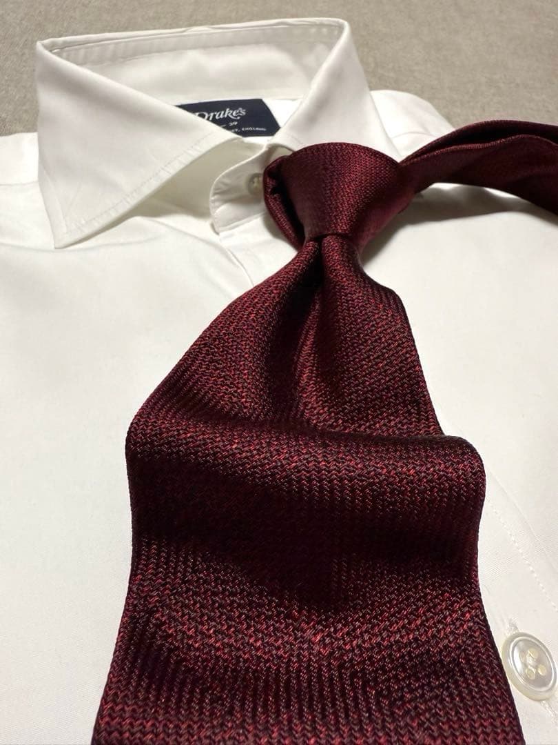 TOM FORD／トムフォード／ソリッド／グレンチェック／ダークレッド／伊製