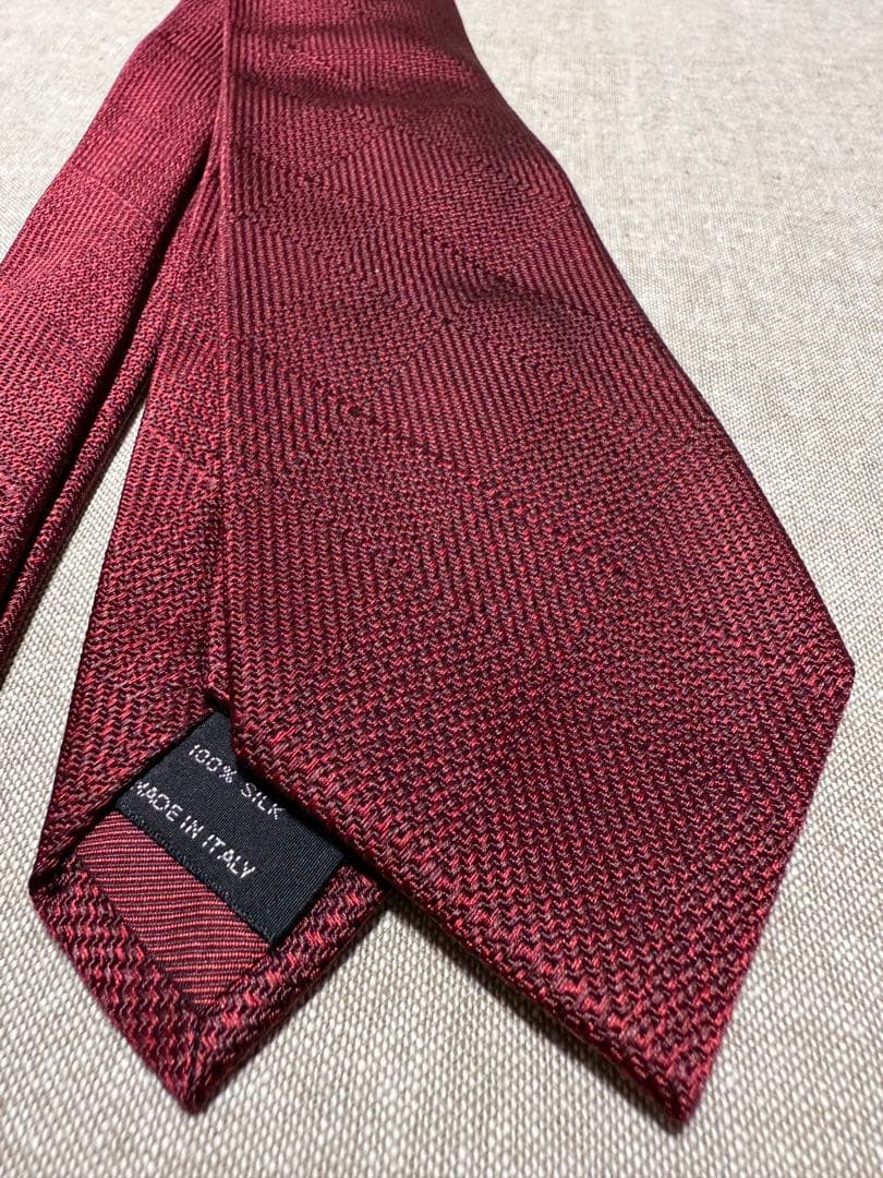 TOM FORD／トムフォード／ソリッド／グレンチェック／ダークレッド／伊製