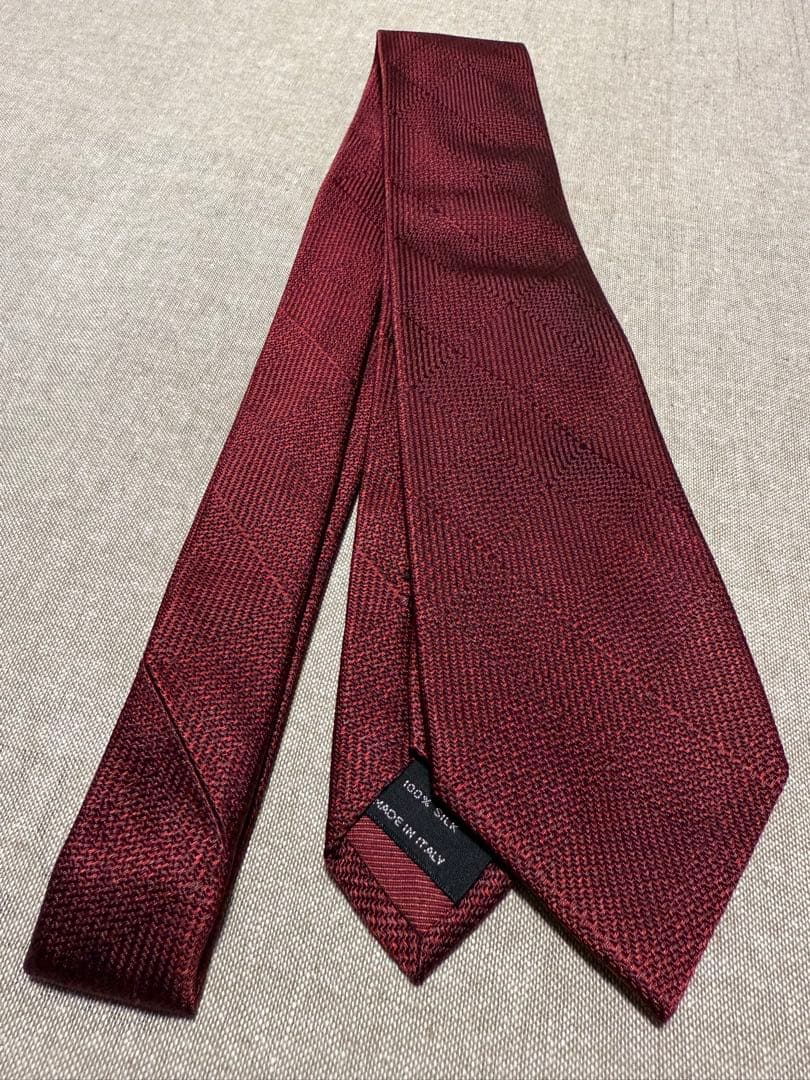 TOM FORD／トムフォード／ソリッド／グレンチェック／ダークレッド／伊製