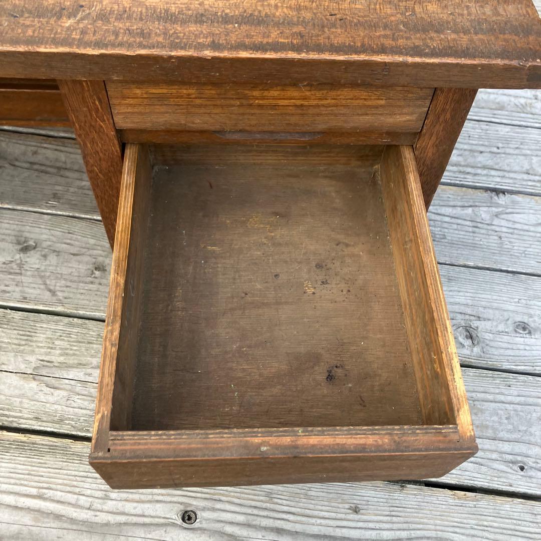 昭和レトロ 古家具 木製文机 3杯引き出し付き座卓 書斎机 ビンテージ 古道具