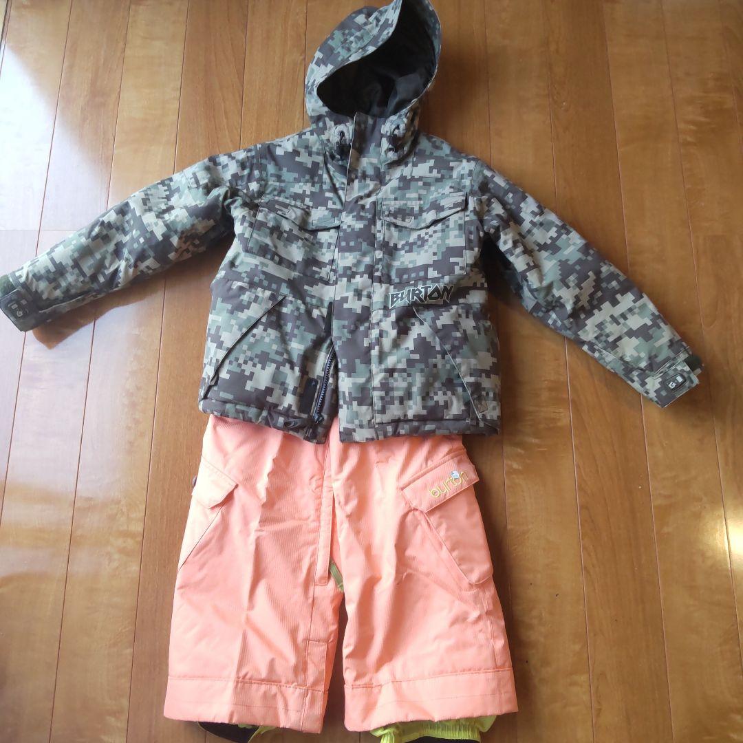 BURTON 迷彩 スノーボードウェアセット キッズウエア上下