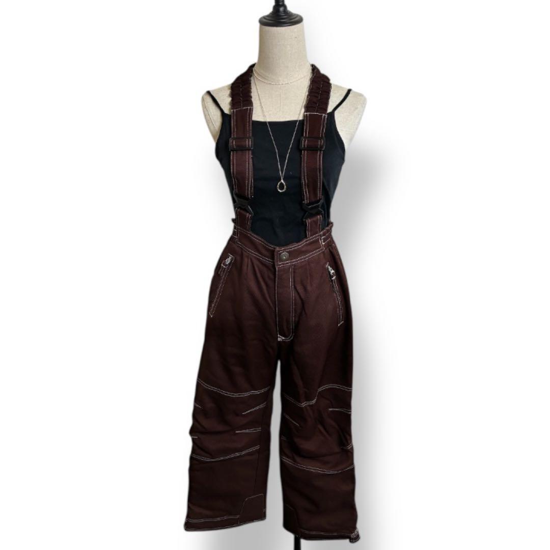 WINDEX スキーウェア 上下セット 茶×白 レディースM 中綿 良品