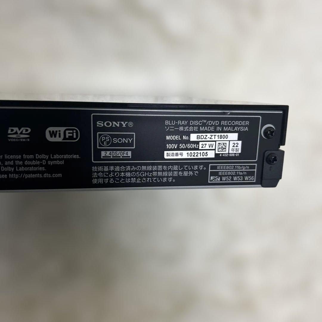 【2022年製】SONY ソニー BDZ-ZT1800 ブルーレイレコーダー