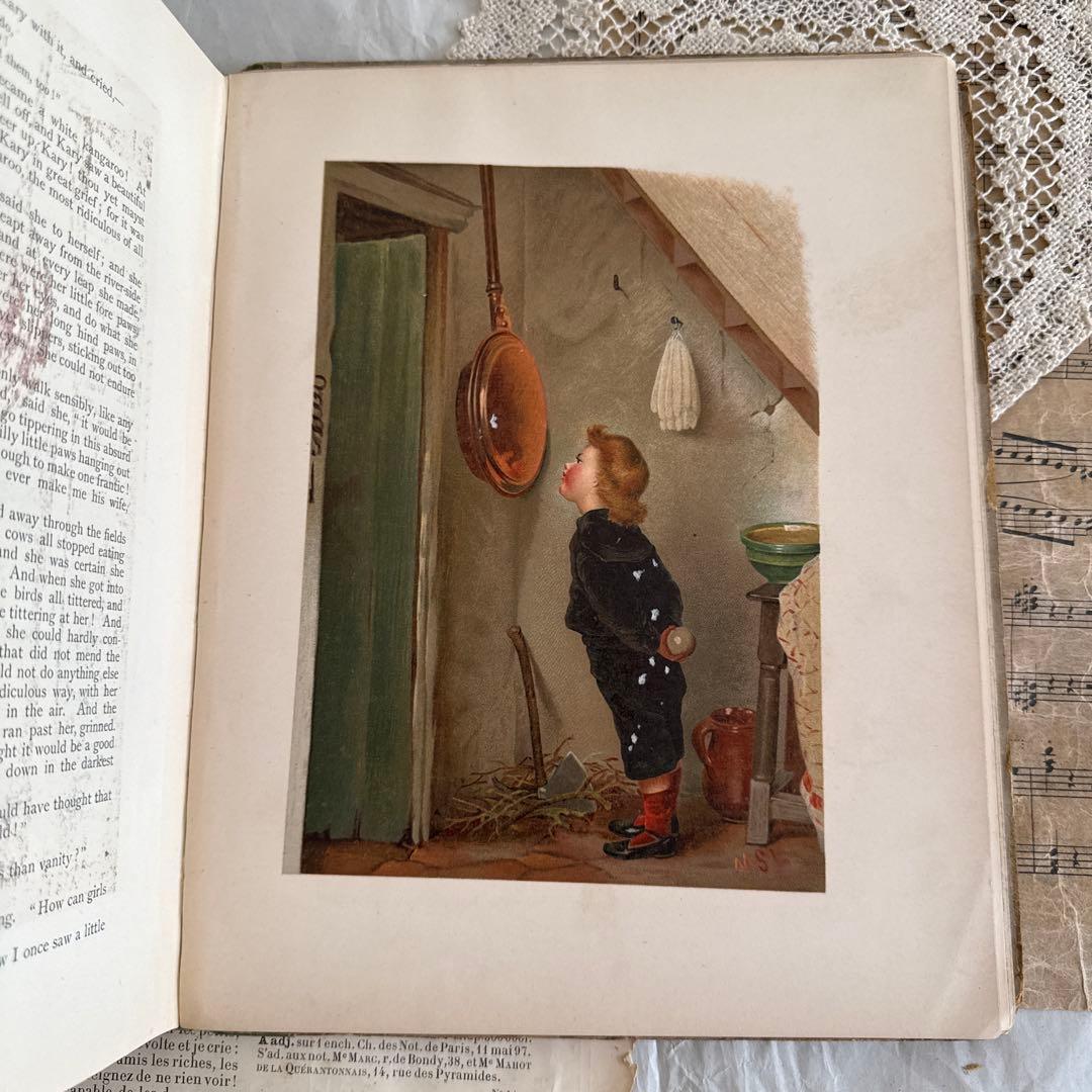 稀少1882年アンティーク美しい絵本クロモリトグラフ洋書ジャンクジャーナル古書