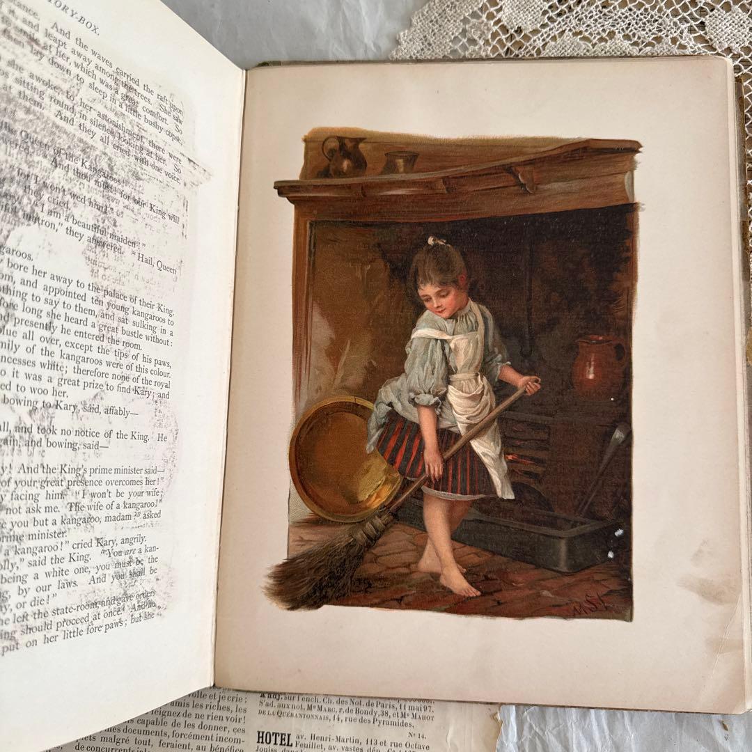 稀少1882年アンティーク美しい絵本クロモリトグラフ洋書ジャンクジャーナル古書