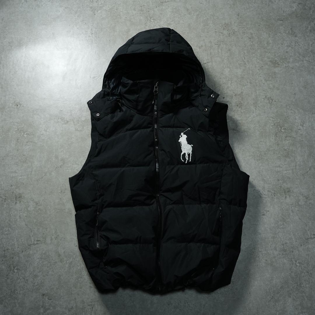 y2k POLO RALPH LAUREN ダウンベスト ビッグポニー ドリル