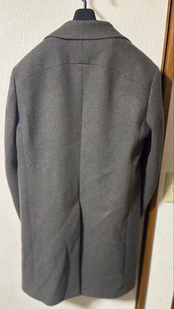 カシミア混ニットフラノ3レイヤー　フード付きチェスターコート