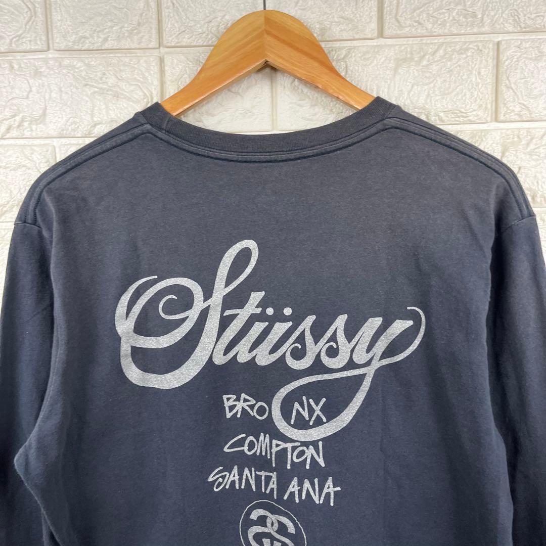 00s Stussy WORLD TOUR L/S TEE ネイビー L