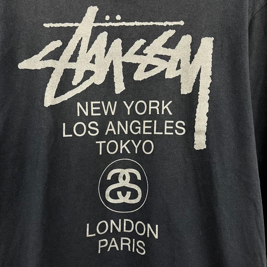 00s Stussy WORLD TOUR L/S TEE ネイビー L