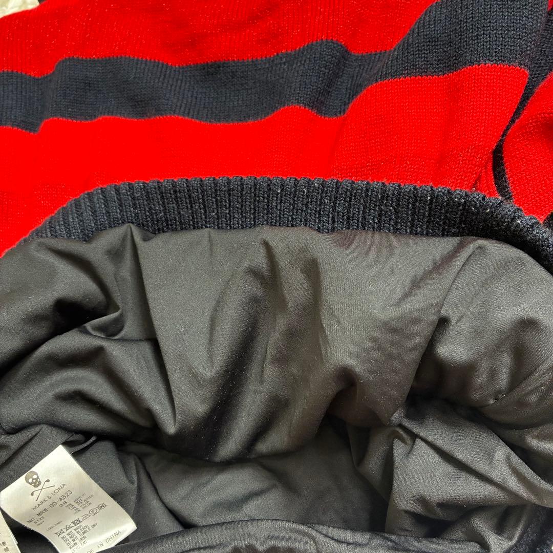 美品　マークアンドロナ セーター マルチカラー　ボーダー ニット 防風裏地付