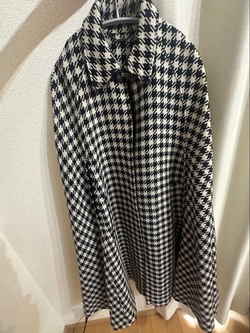 lilybrown❤︎ロングケープコート 千鳥柄　ブラック