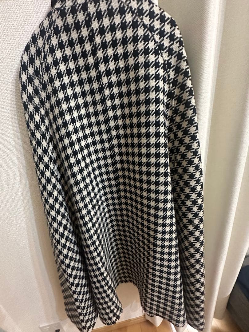 lilybrown❤︎ロングケープコート 千鳥柄　ブラック