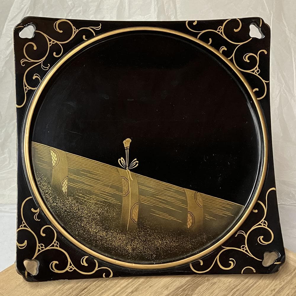 F1226 蒔絵 高坏菓子器 高さ22cm 木製 漆器 茶道具