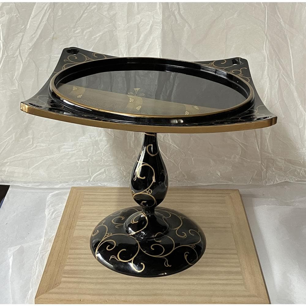 F1226 蒔絵 高坏菓子器 高さ22cm 木製 漆器 茶道具