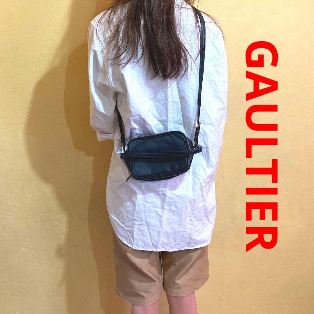 ■レア■ JPG ジャンポールゴルチエ 黒 レザー ポーチ ミニショルダーバッグ