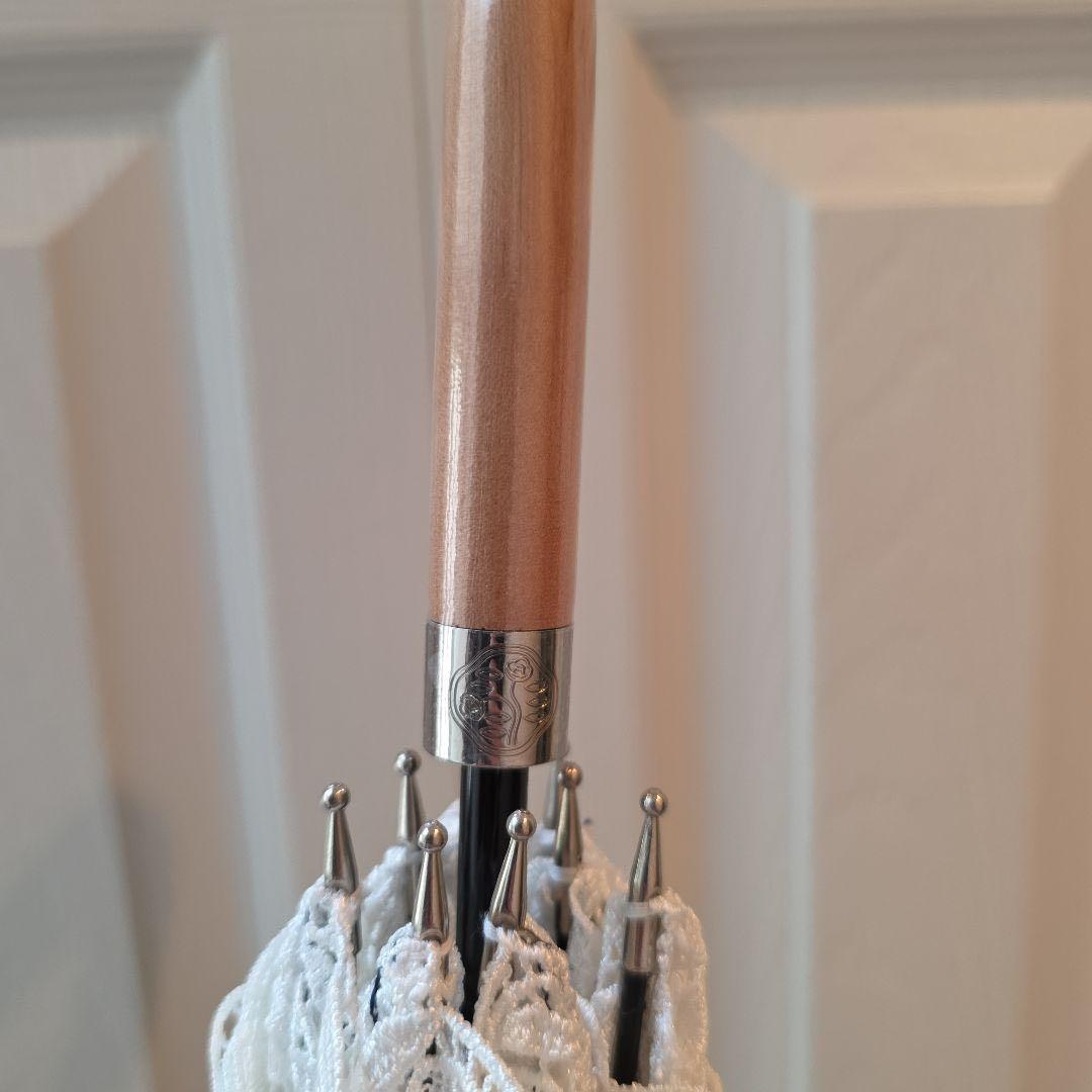 晴雨兼用長傘　日傘　 紺と白のレース　近沢レース　資生堂ノベルティー新品