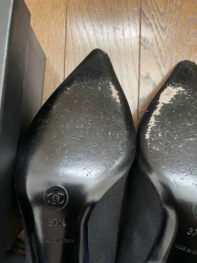 美品 CHANEL ハイヒールパンプス ココマーク リボン付き 37 1/2