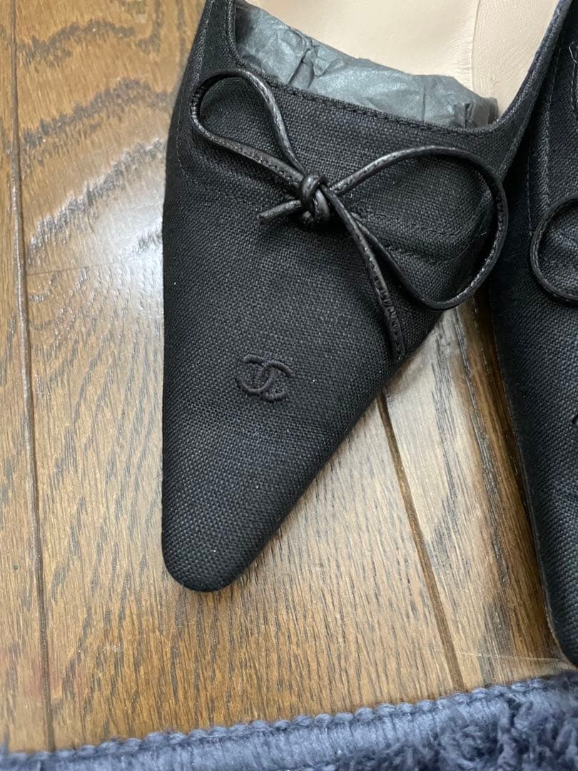 美品 CHANEL ハイヒールパンプス ココマーク リボン付き 37 1/2