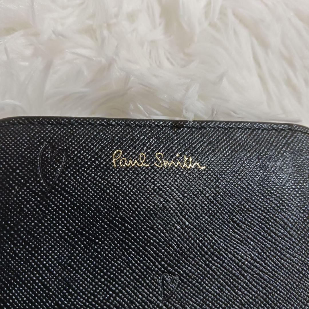 ポールスミス　Paul Smith　二つ折り財布 L時ジップ　黒　スミシーハート