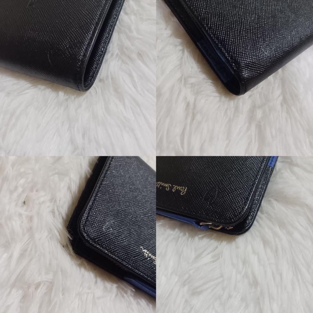 ポールスミス　Paul Smith　二つ折り財布 L時ジップ　黒　スミシーハート