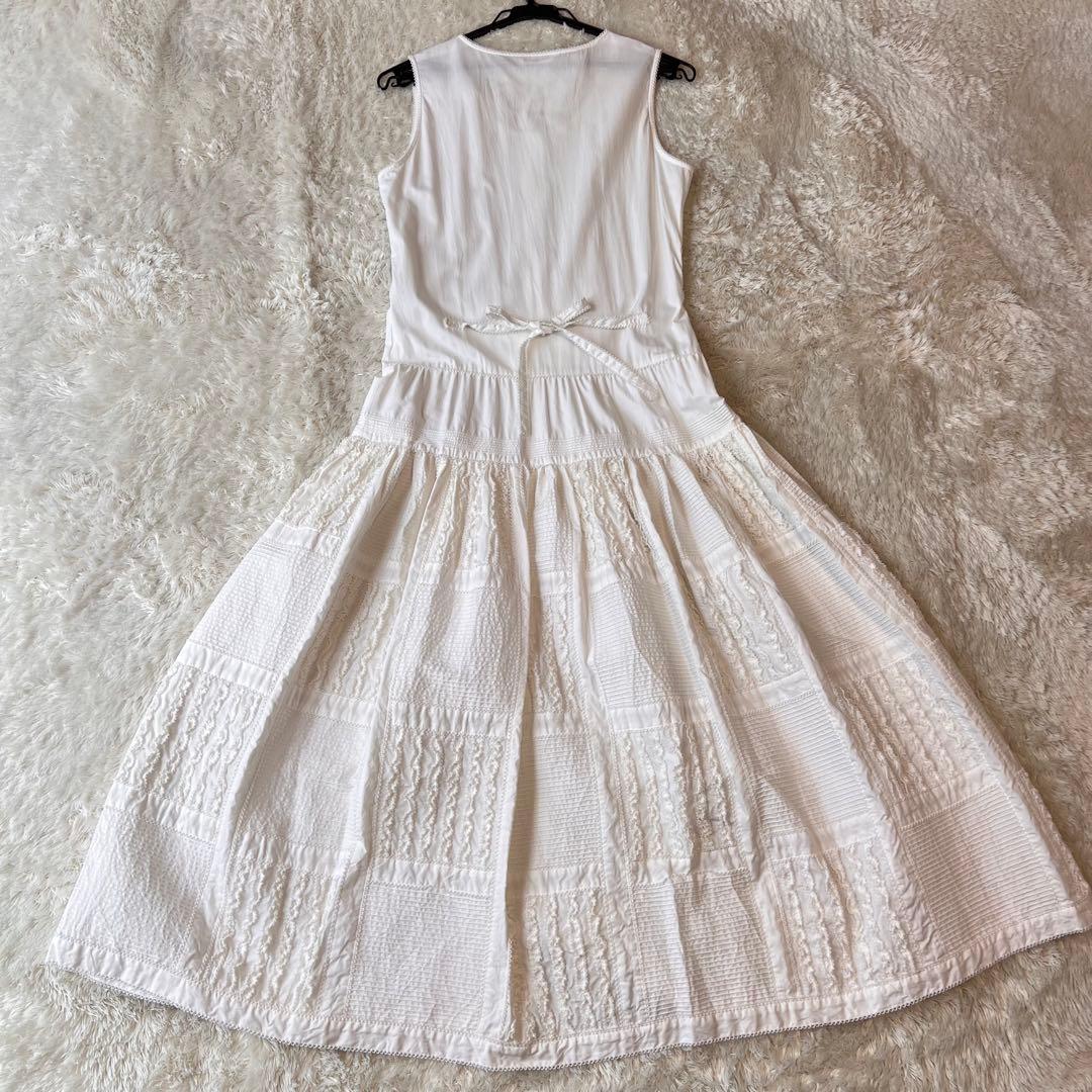 美品✨ワンダフルワールド ピコフリル ロングワンピース ホワイト 全前開き