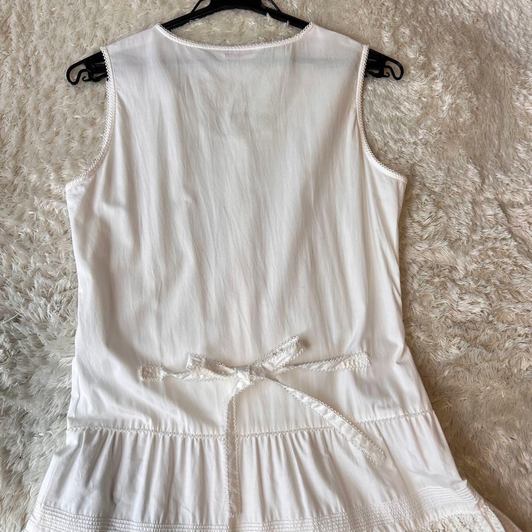 美品✨ワンダフルワールド ピコフリル ロングワンピース ホワイト 全前開き