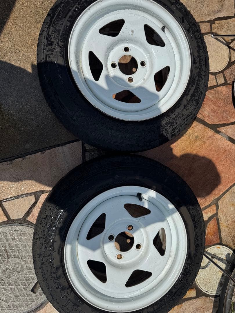 4*n様 14インチ ホワイト 5スポークホイール タイヤ付き4本セット