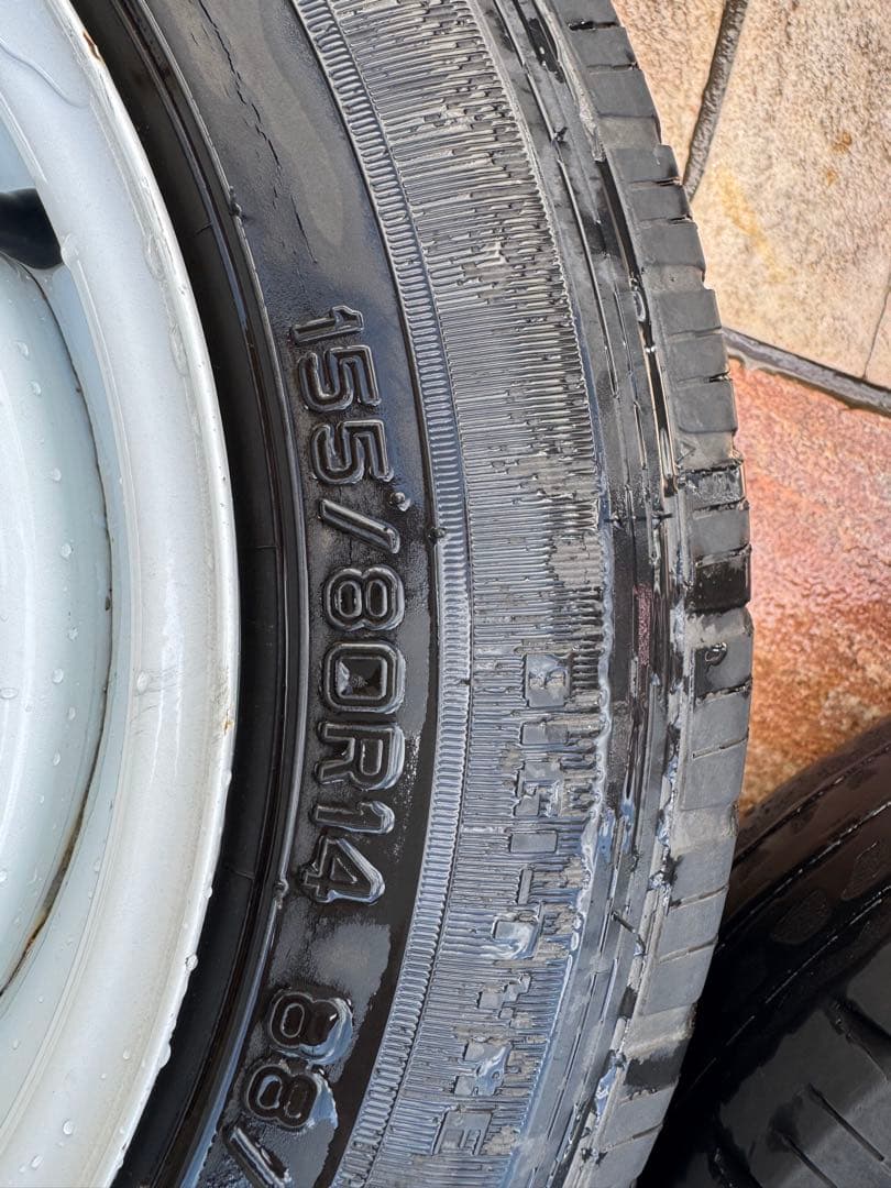 4*n様 14インチ ホワイト 5スポークホイール タイヤ付き4本セット