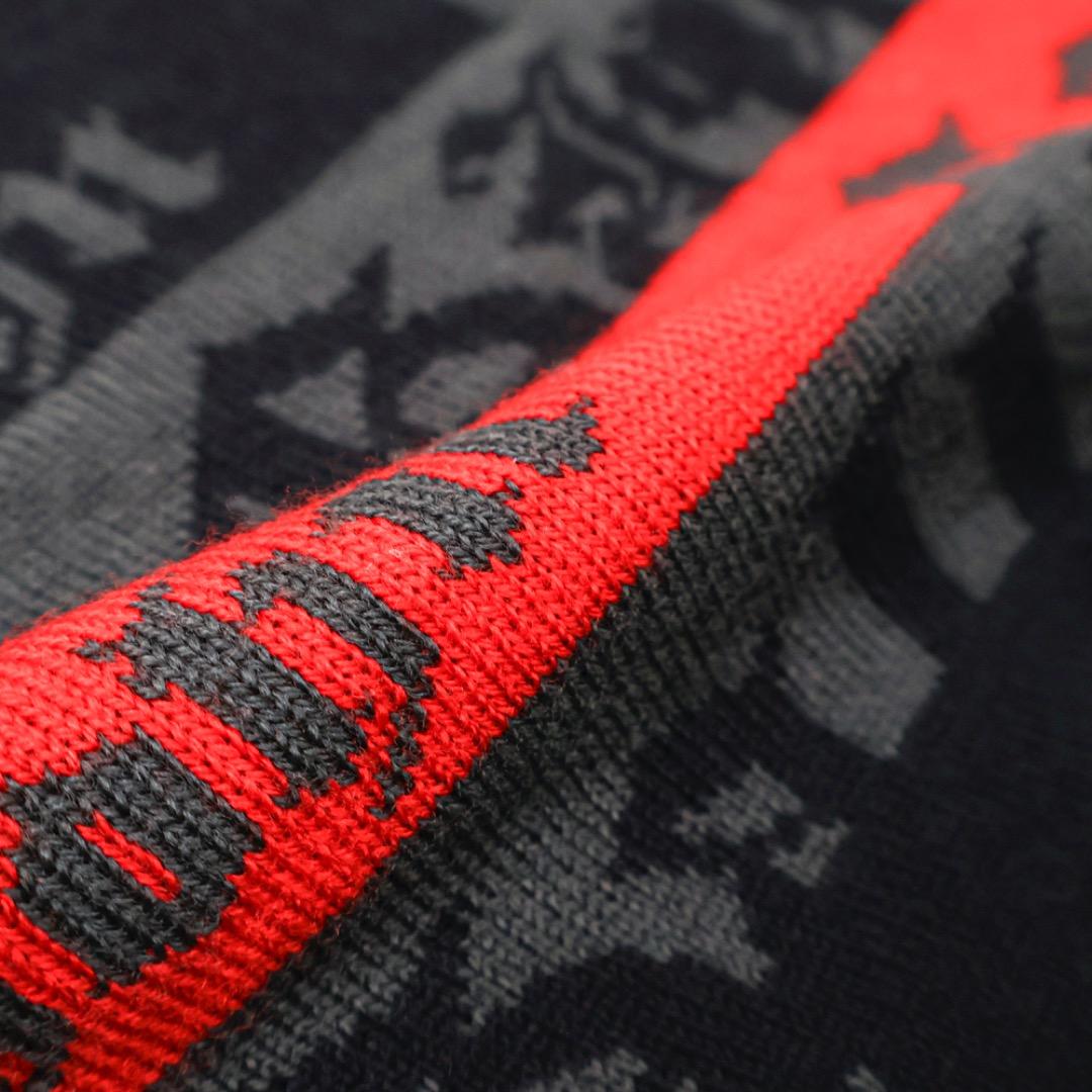 H3465-3◾️ジョンガリアーノ　ウールニットマフラーロゴデザイン　Y2K