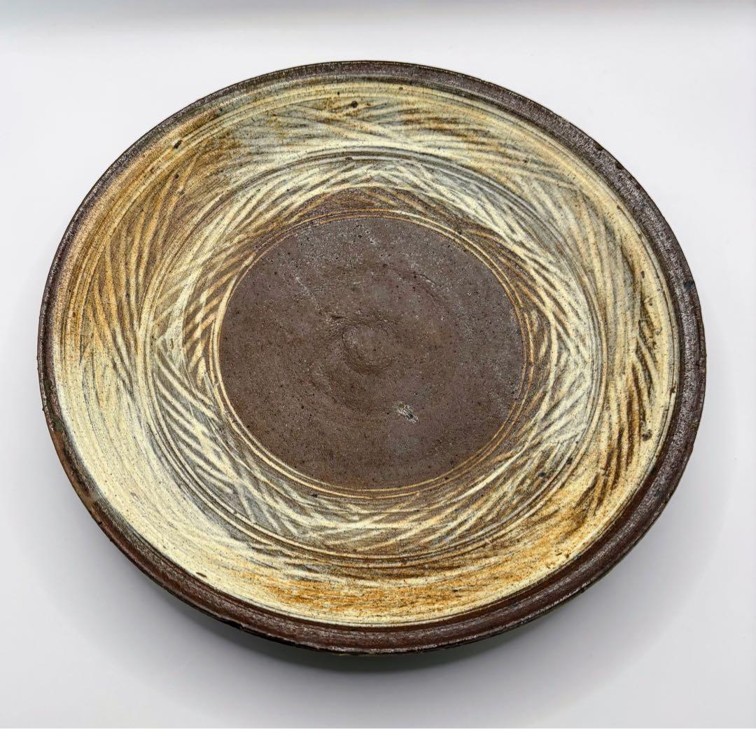 井上茂 彫三島皿 23cm 2枚セット 作家もの