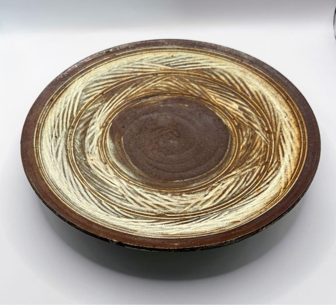 井上茂 彫三島皿 23cm 2枚セット 作家もの