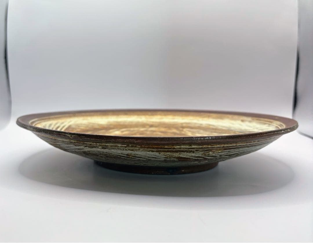 井上茂 彫三島皿 23cm 2枚セット 作家もの