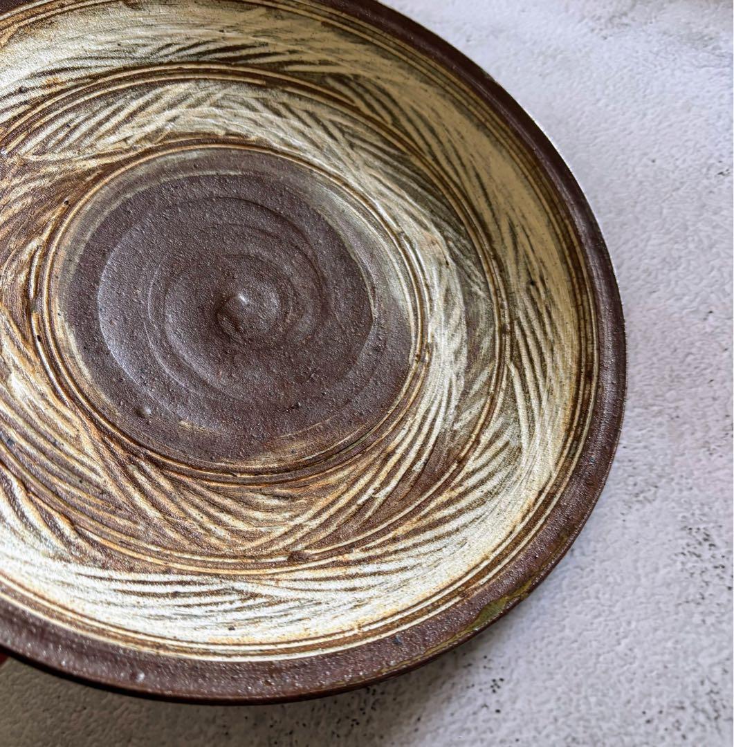 井上茂 彫三島皿 23cm 2枚セット 作家もの