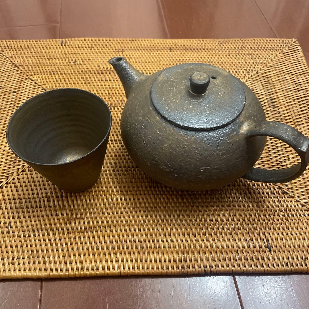 水野幸一　銅彩釉 茶ポット& 銅彩釉 カップM
